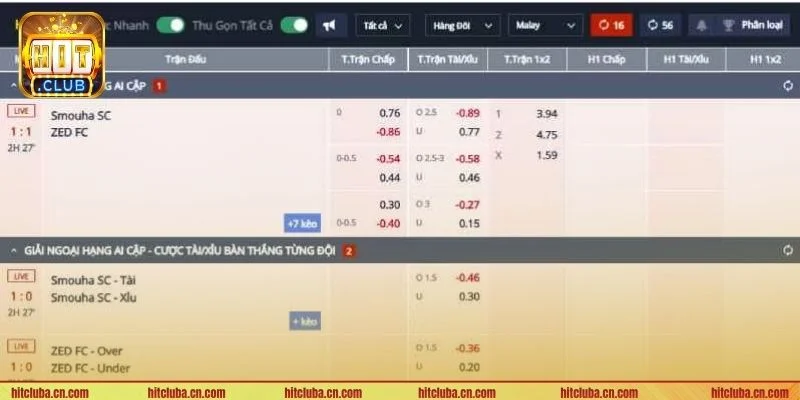 Các loại tỷ lệ cá cược mà người chơi cần biết khi tham gia chơi tại HITCLUB. 
